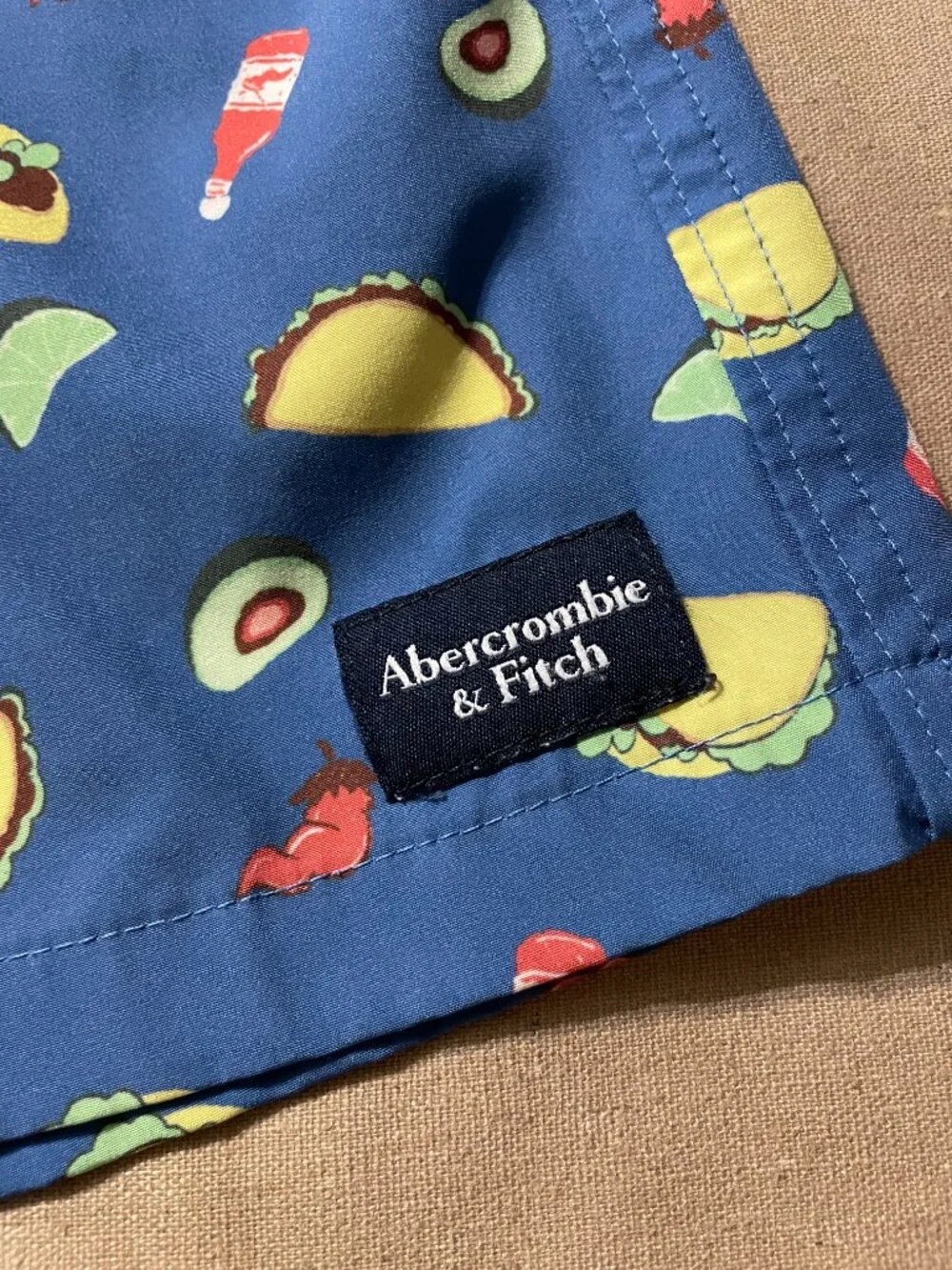 Abercrombie Fitch Boys Swim Trunks Size 9/10 Blue Taco Novelty Whimsical Beach